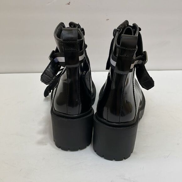 NEW WITHOUT TAGS JELLYPOP PLATFORM COMBAT BOOTS IN BLACK PATENT - Picture 3 of 7